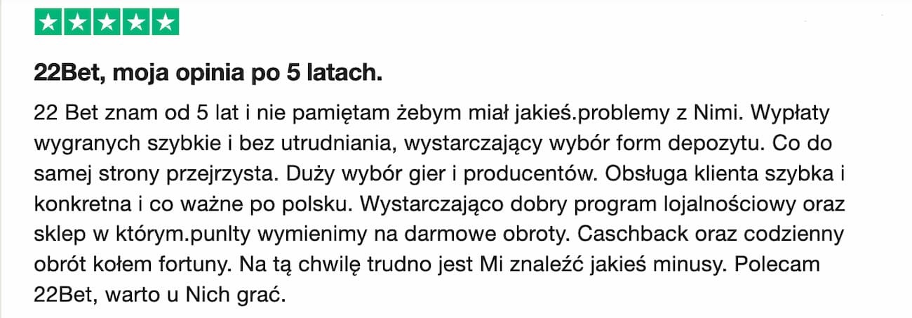 22bet casino opinie klientów