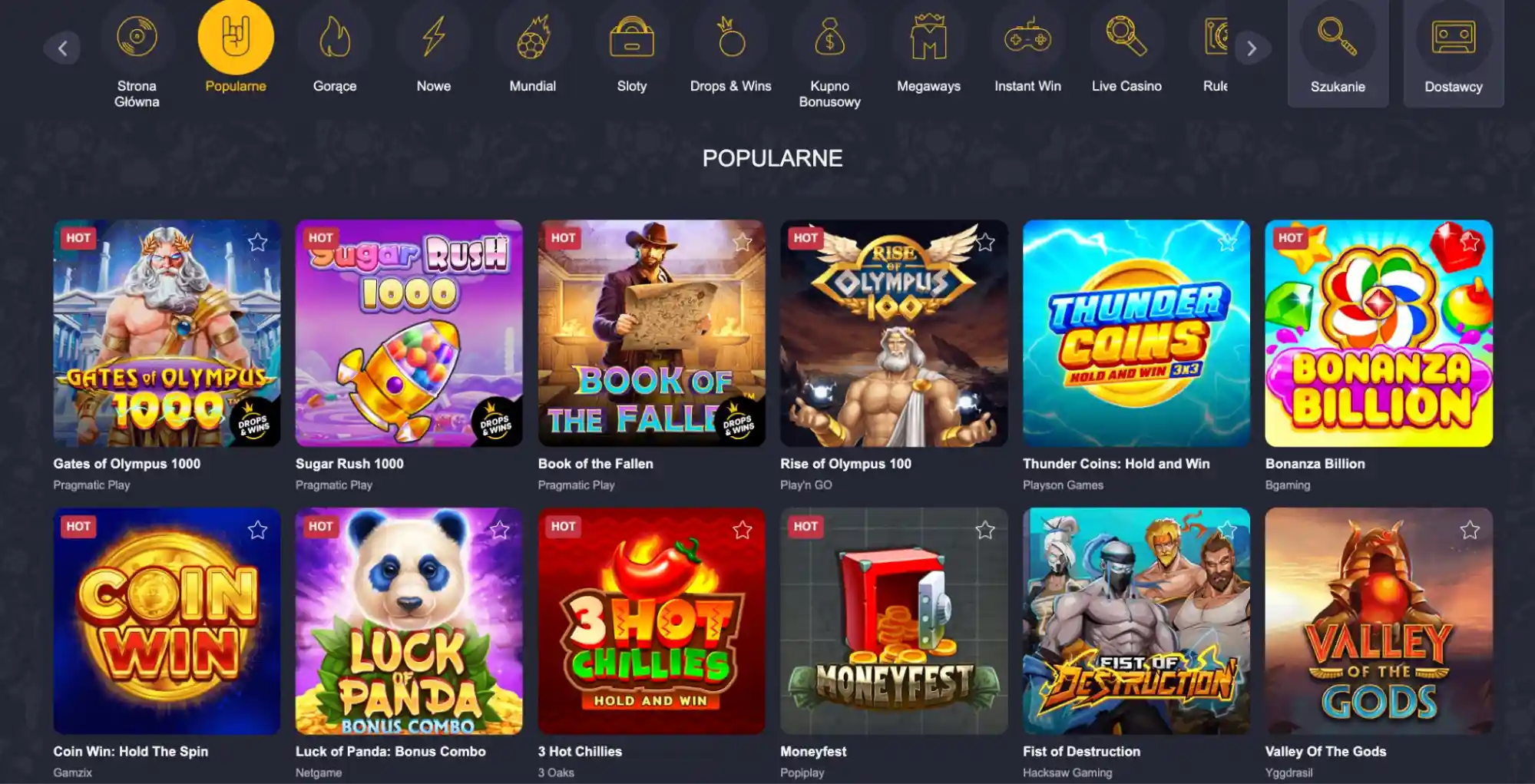 rolling slots popularne gry