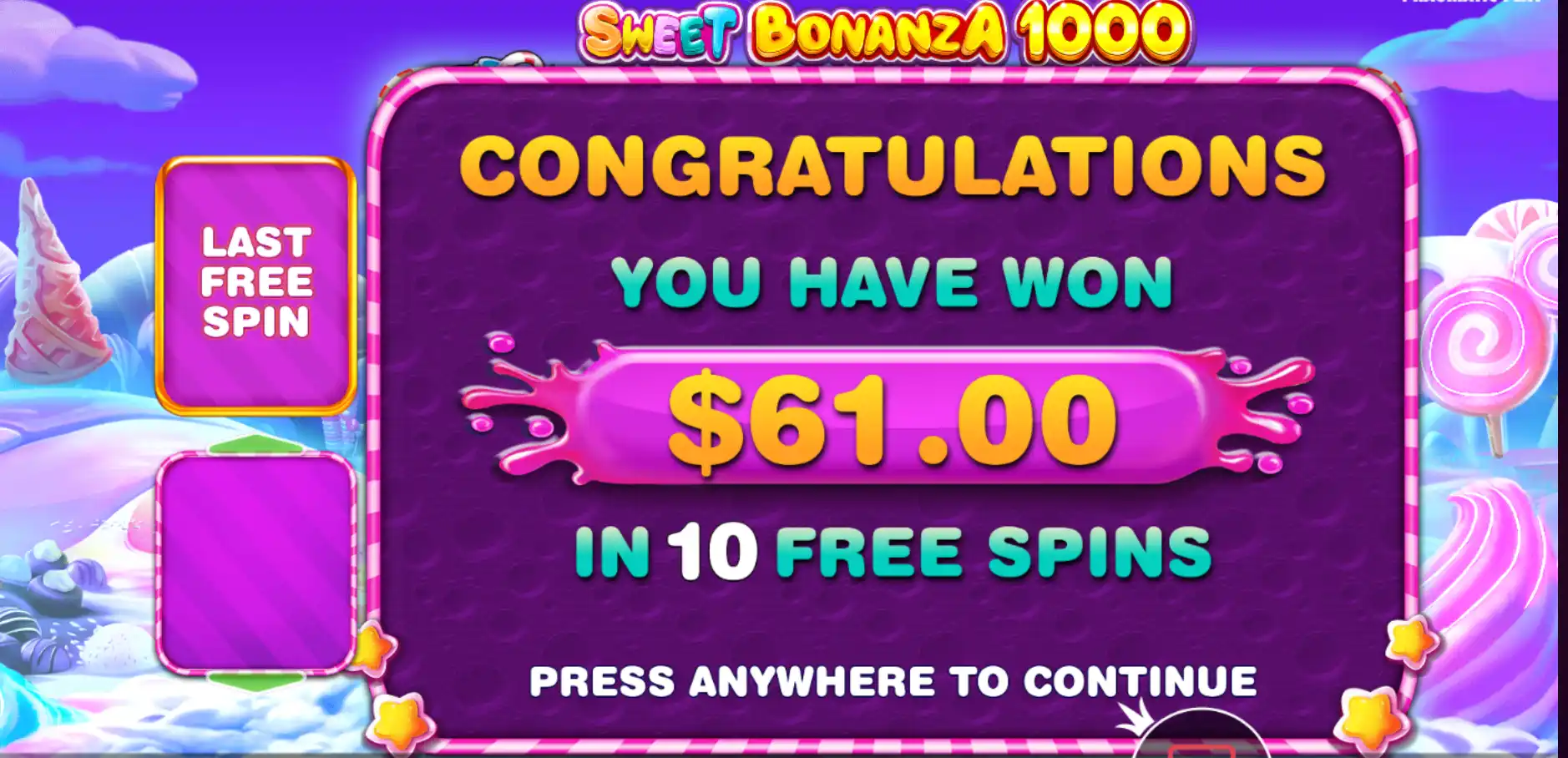 sweet bonanza 1000 wygranie
