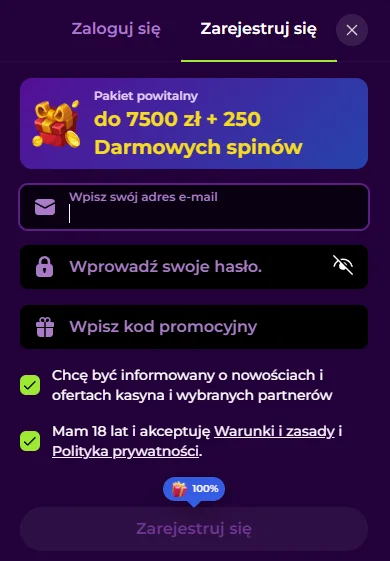 Rejestracja w Spinmama
